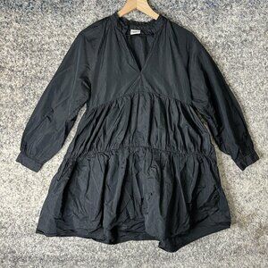 Sunday Best Dress Womens Small‎ Black Tiered Long Sleeve Babydoll Mini Smock